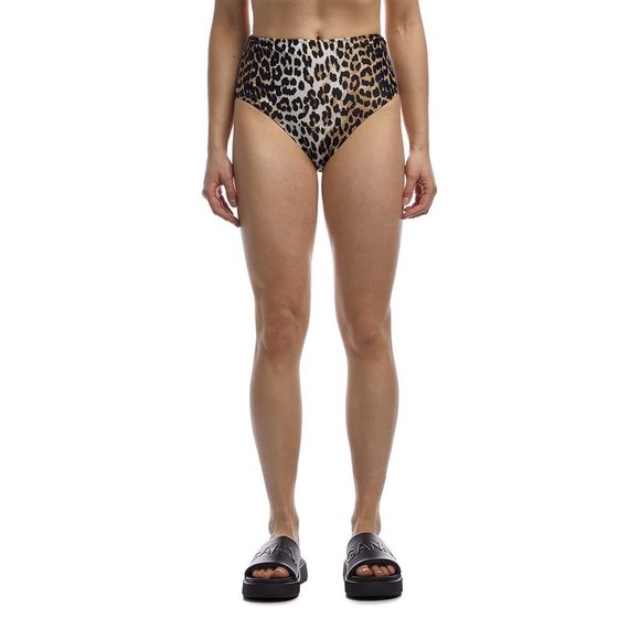 Ganni Recycled Core Printed High-Rise Bikini Briefs Leopard EU 36 (US Women's 4) - Picture 1 of 1